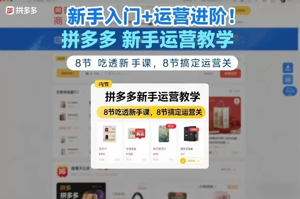 新手入门+运营进阶！拼多多新手运营教学，8节吃透新手课，8节搞定运营关我爱资源网-www.52zy.xyz我爱资源网