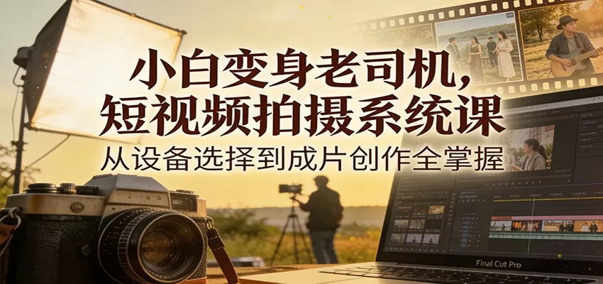 小白变身老司机，短视频拍摄系统课，从设备选择到成片创作全掌握我爱资源网-www.52zy.xyz我爱资源网