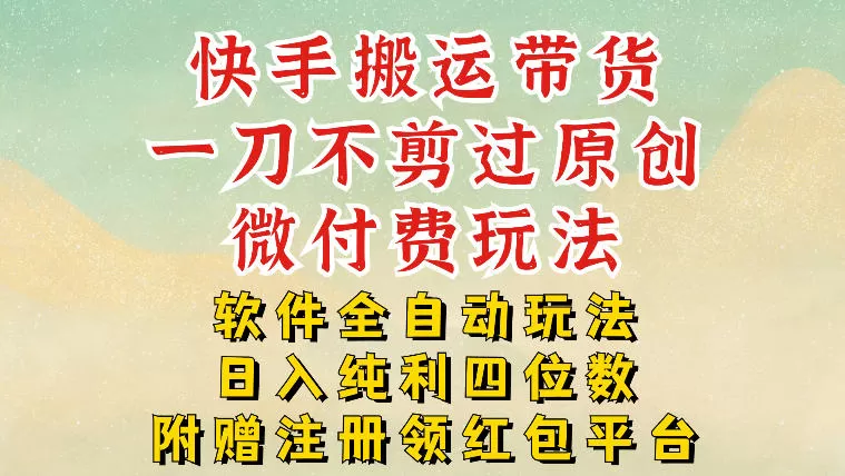 快手搬运带货，一刀不剪过原创，微付费玩法，软件全自动玩法，日入纯利四位数【揭秘】我爱资源网-www.52zy.xyz我爱资源网