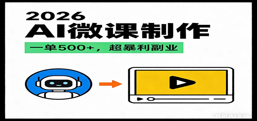 2026AI 风口最稳副业：微课代写制作，一单 500+，人人可做的蓝海项目我爱资源网-www.52zy.xyz我爱资源网