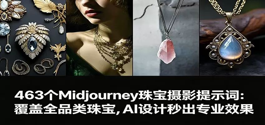 463个Midjourney珠宝摄影提示词：覆盖全品类珠宝，AI设计秒出专业效果我爱资源网-www.52zy.xyz我爱资源网