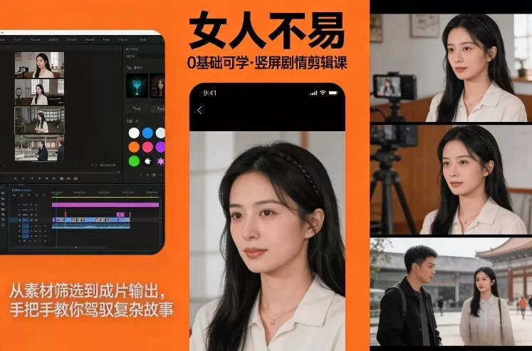 0基础可学！《女人不易》竖屏剧情剪辑课，从素材筛选到成片输出，手把手教你驾驭复杂故事我爱资源网-www.52zy.xyz我爱资源网