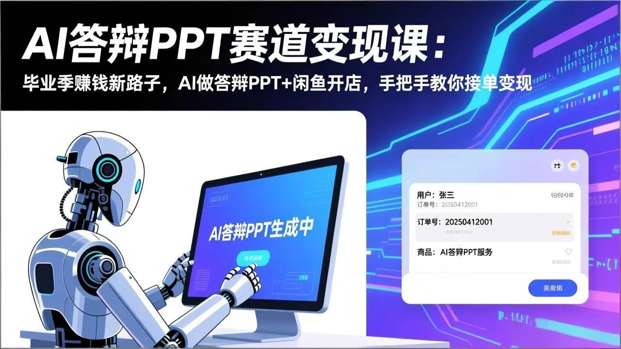 （17546期）AI答辩PPT赛道变现课：毕业季赚钱新路子，AI做答辩PPT+闲鱼开店，手把手教你接单变现我爱资源网-www.52zy.xyz我爱资源网